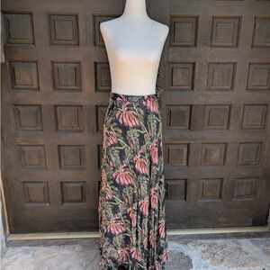 Vintage 90s Reversible Floral Black/Pink/Green Skirt